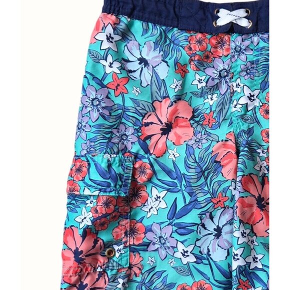 Boys Cat & Jack Floral Swim Trunks Size 5/6 With Drawstring Waist & Cargo Pocket - Picture 3 of 7